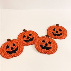 Beaded Halloween Jack o’ Lantern Coasters